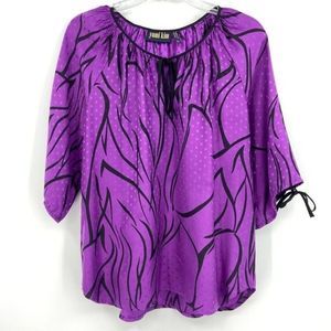 Yumi Kim 100% Silk Black & Purple Print Top